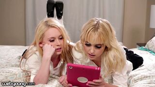 Chloe Cherry és koleszos ribanca leszbi kísérletezésre adja fejét