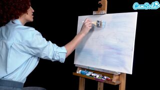 Ryan Keely bob ross cosplayban festés óráján megvadul a méretes cickós milf