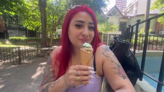 Vörös argentin lány imádja a fagylaltot, végül a farkamat cumizza